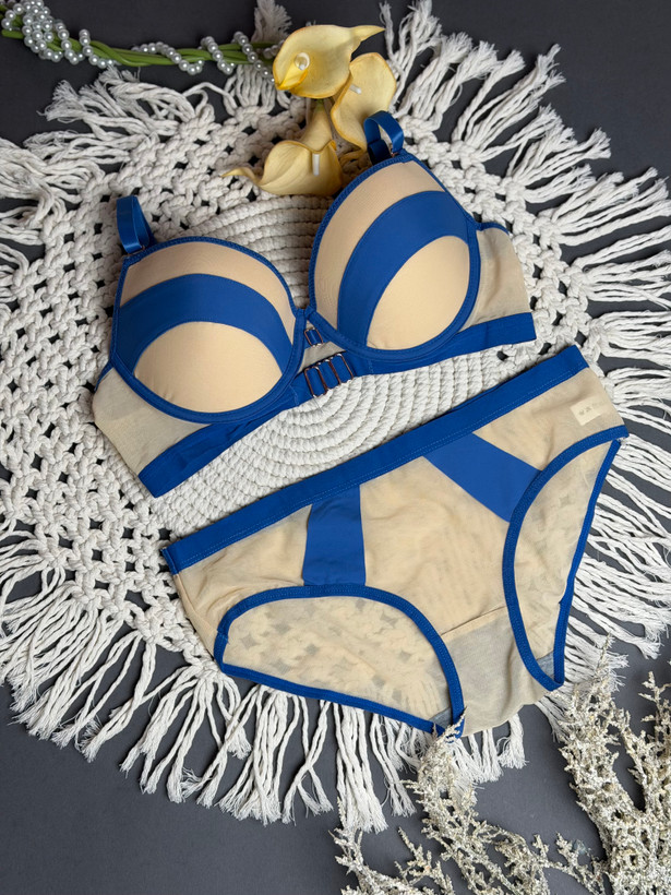 ست شورت و سوتین اسفنجی نیم جک ابی